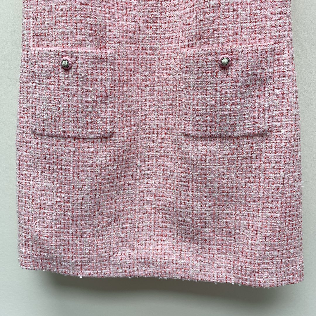 CC 25 Flower Woven Dress Tweed Pink Polyester Cotton 257307