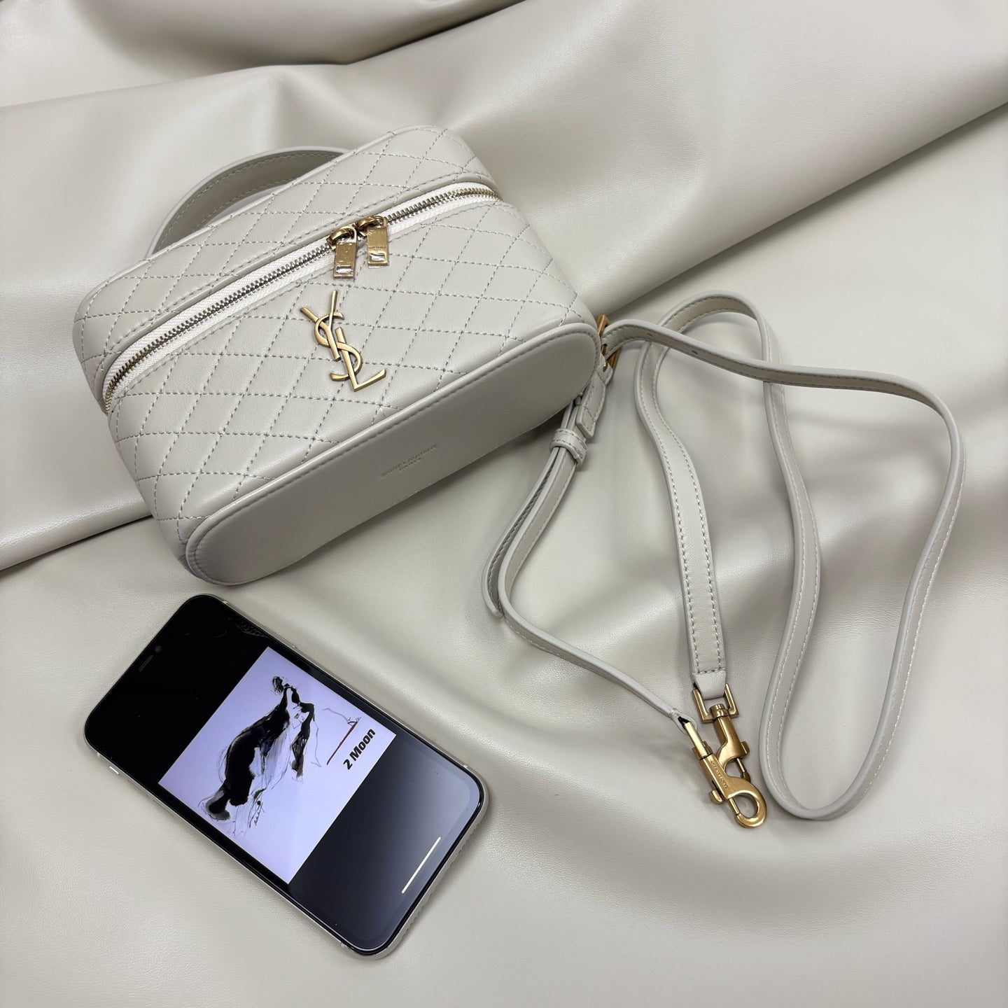 YSL Gaby Vanity Bag 18 Light Beige Quilted Calfskin