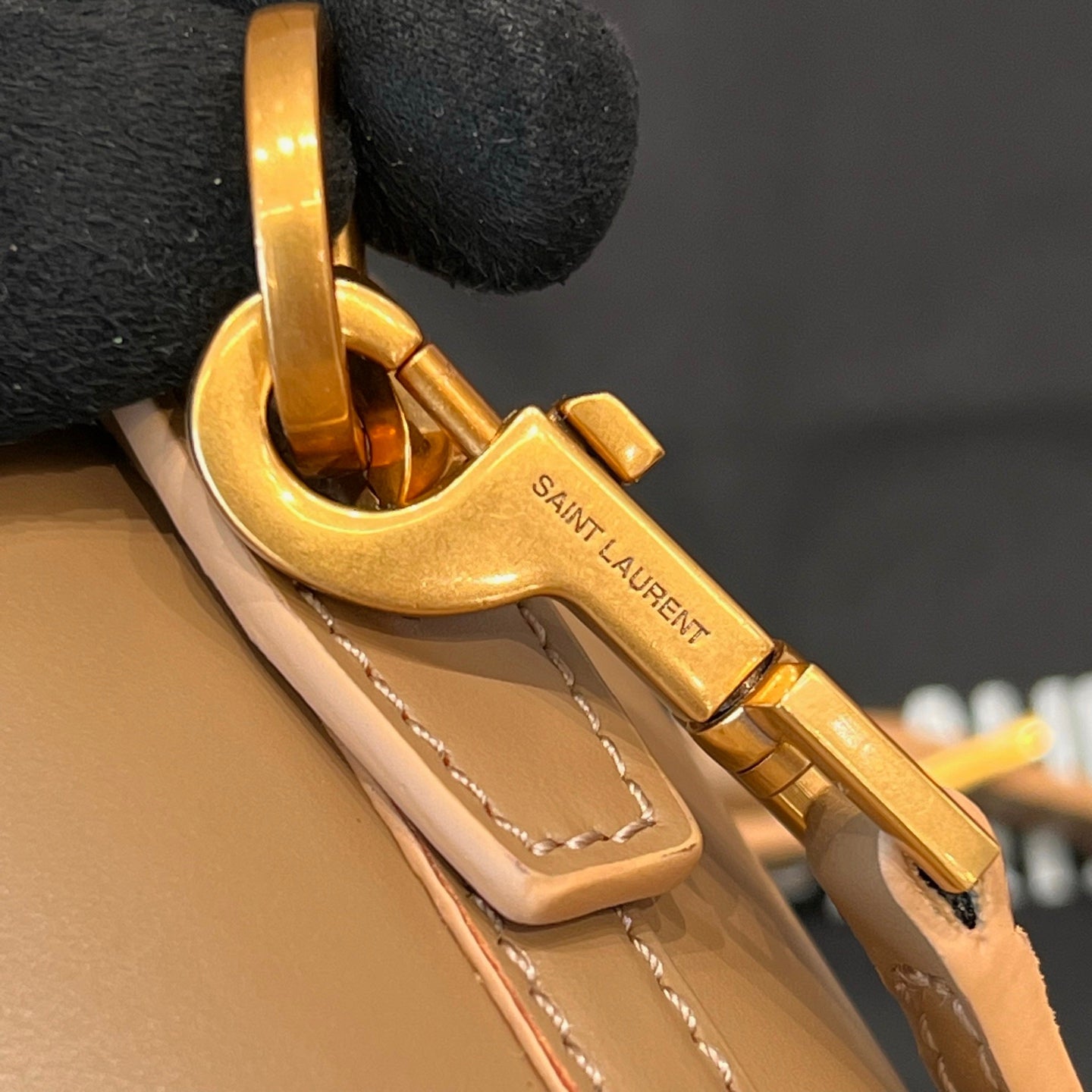 YSL Mini Bucket Bag 15 Taupe Calfskin Leather