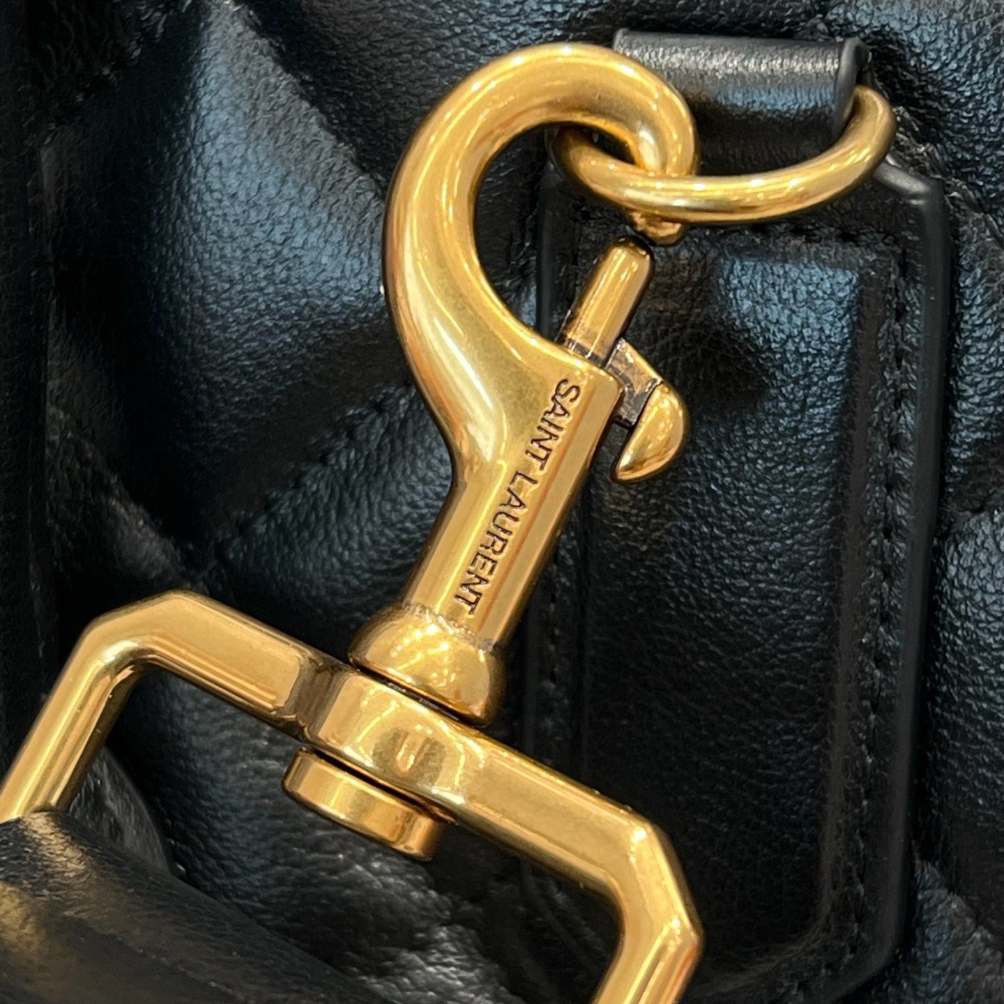 YSL Travel Bag 59 Black Quilted Calfskin Leather Gold Hardware