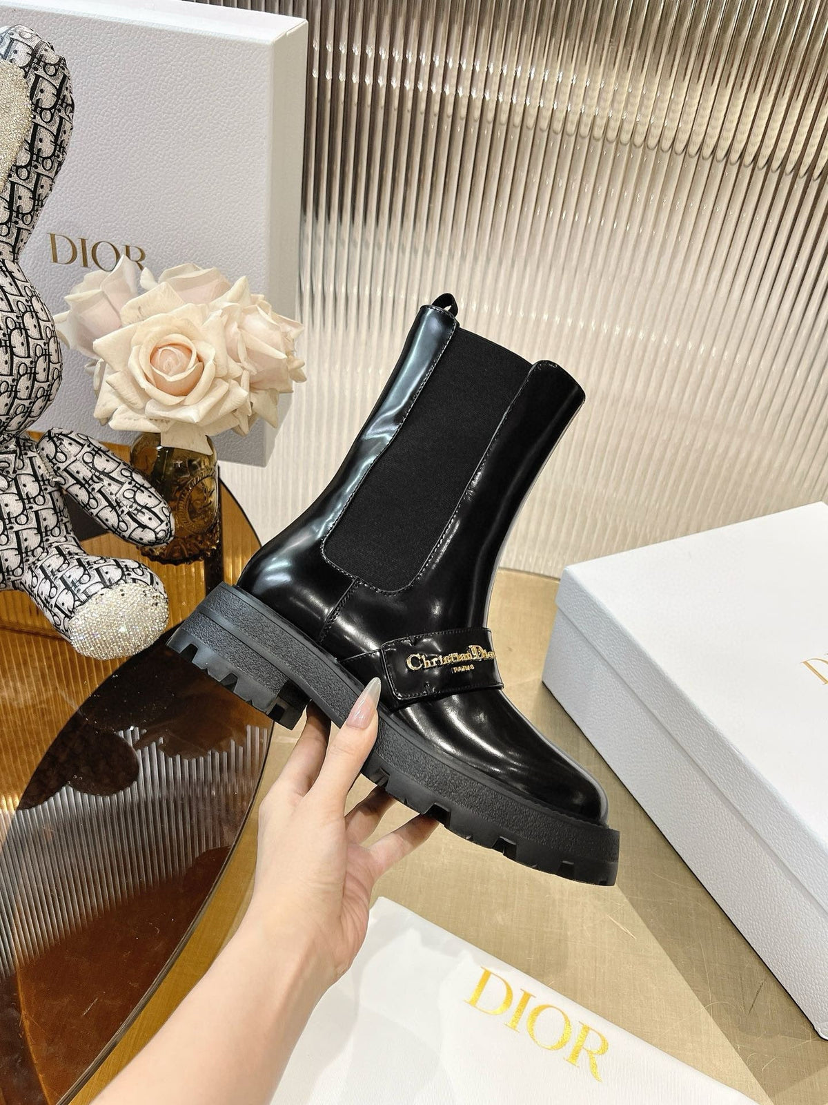 CD 25 short  boots black calfskin 438779