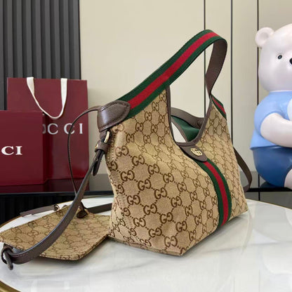 Gucci 25 Giglio 25cm Bag Beige Canvas Leather 292388