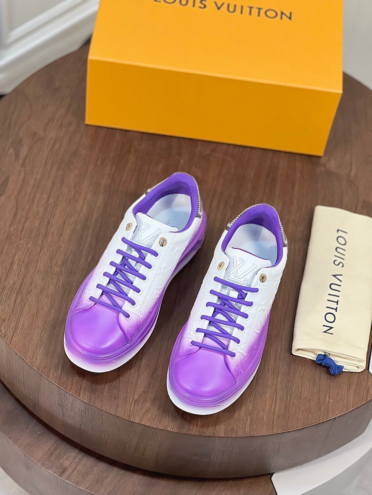 LV TIME OUT SNEAKER PURPLE MIX WHITE CALFSKIN