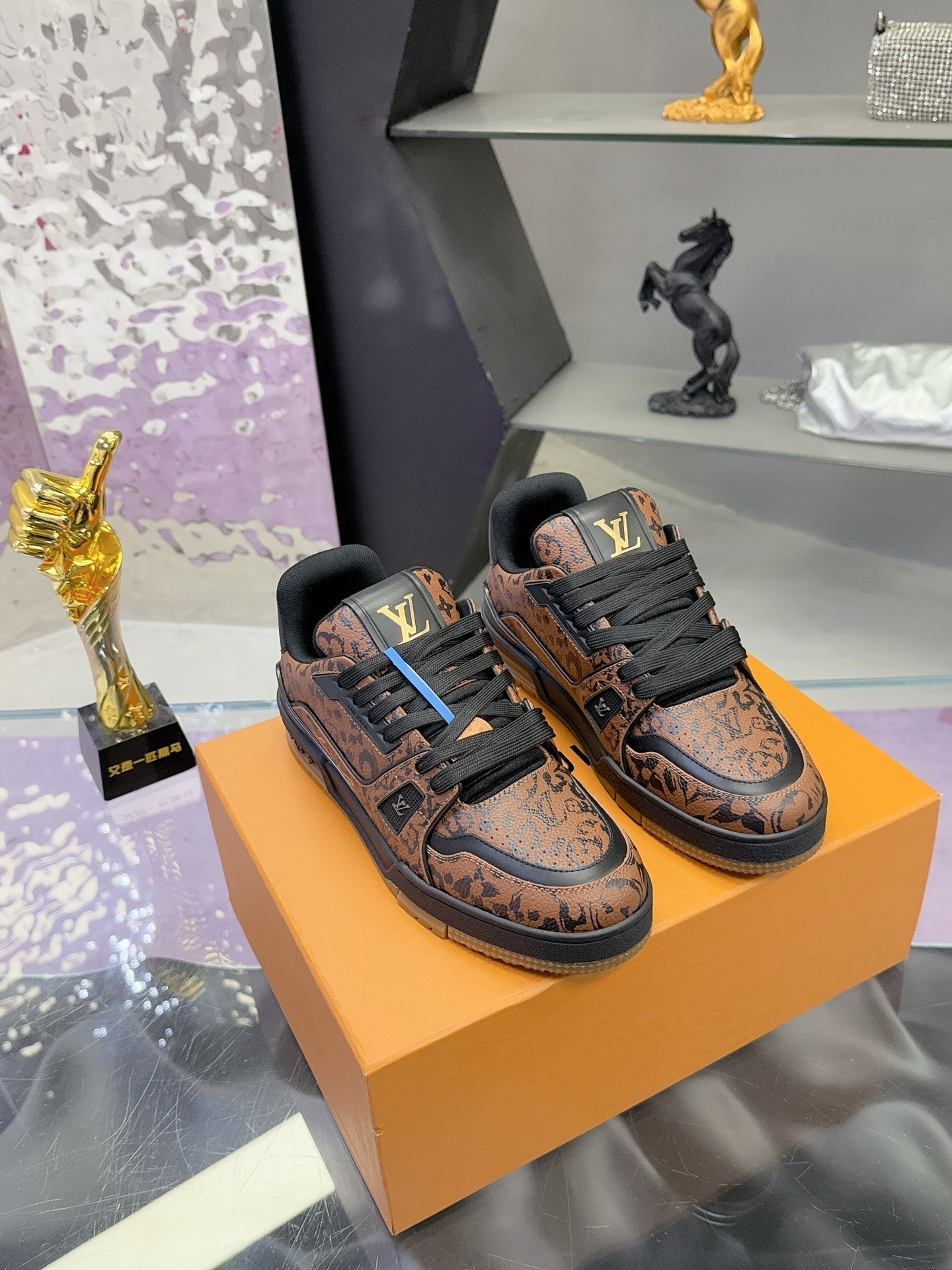 LV x Tyler 26ss Sneaker Black Brown Cowhide  672143