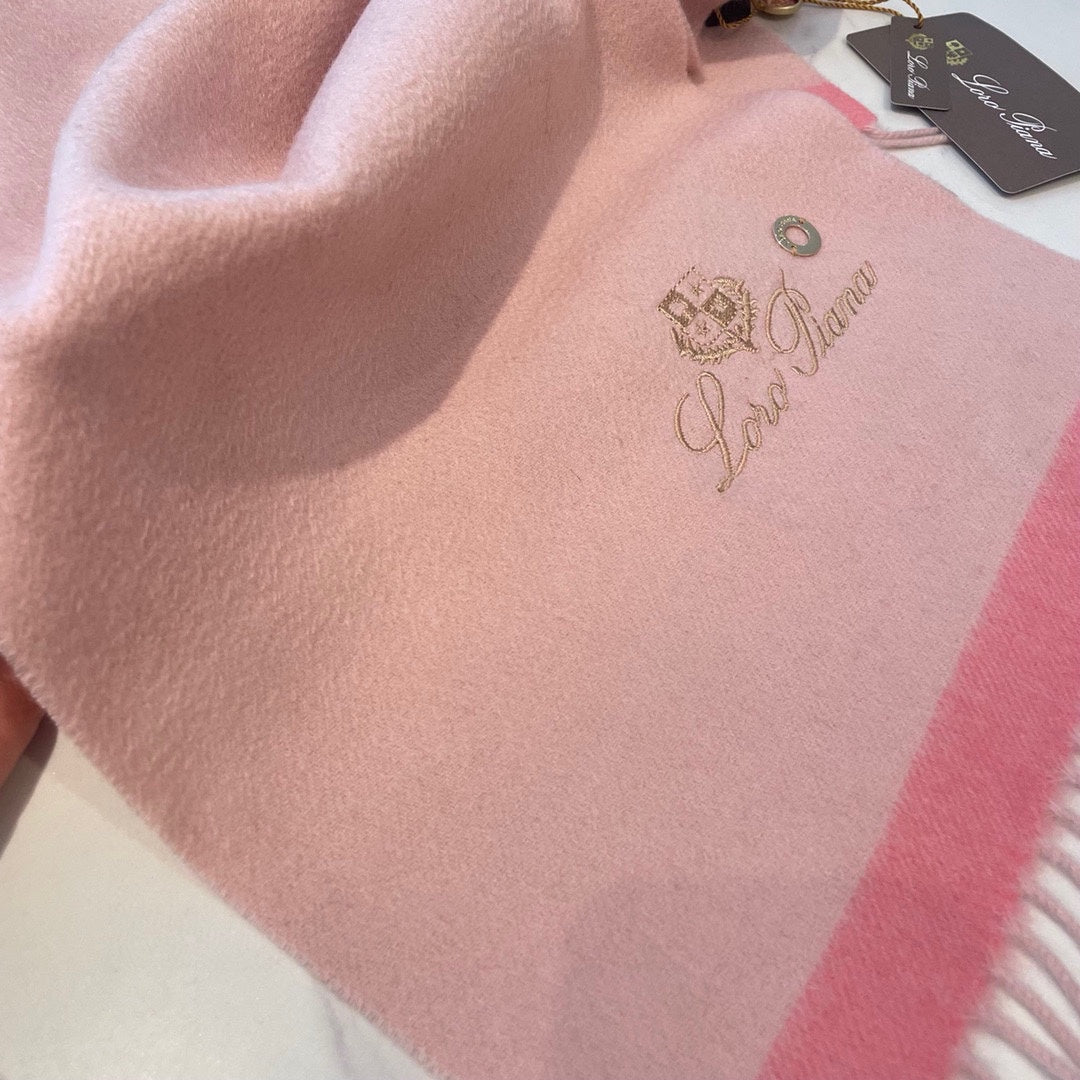 LP Grande Unita Scarf 180 CM In Light Pink With Coral Pink Cashmere 105244
