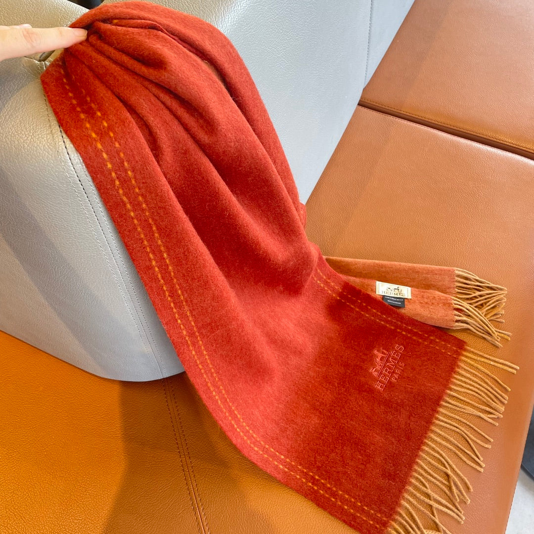 SCARF 180CM RED ORANGE CASHMERE