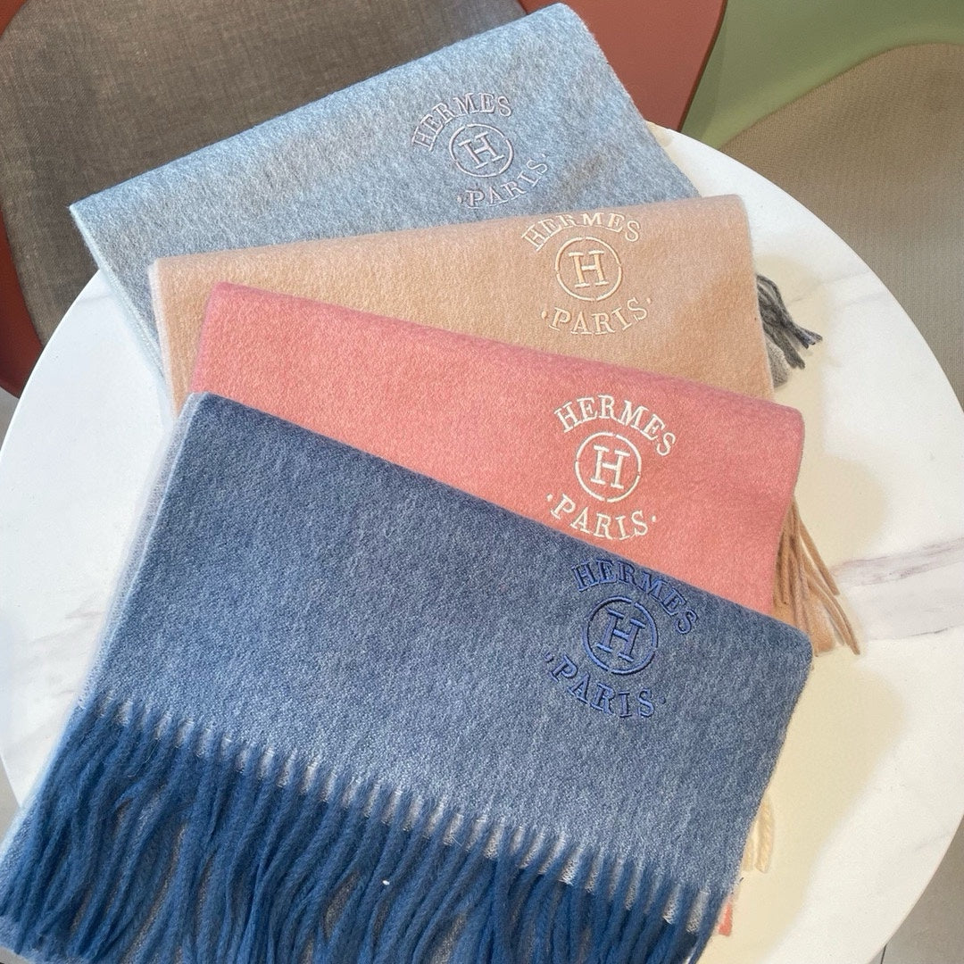RECTO-VERSO MUFFLER 190 AEGEAN BLUE CASHMERE