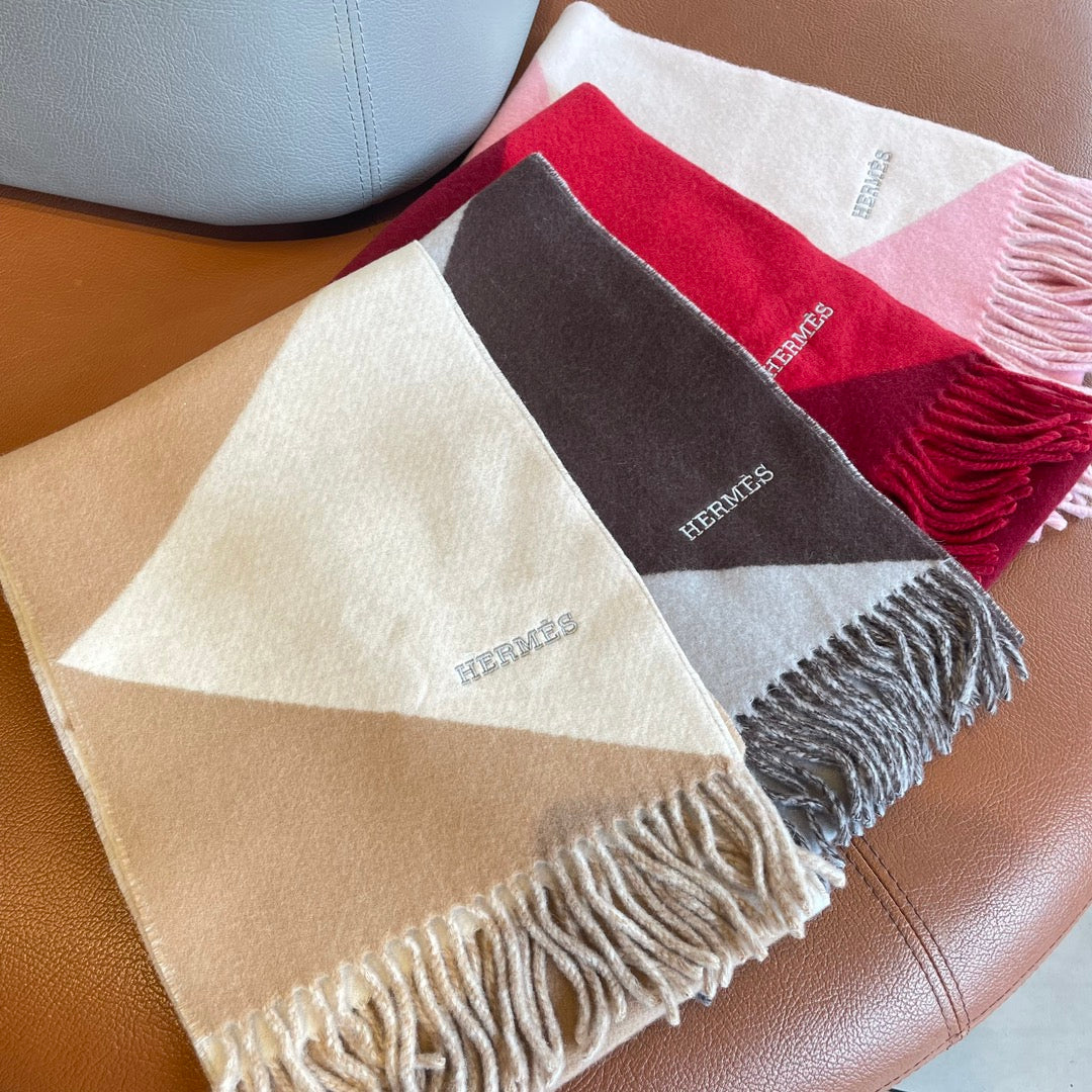 SCARF 150 CM IN LIGHT BROWN MIX WHITE CASHMERE