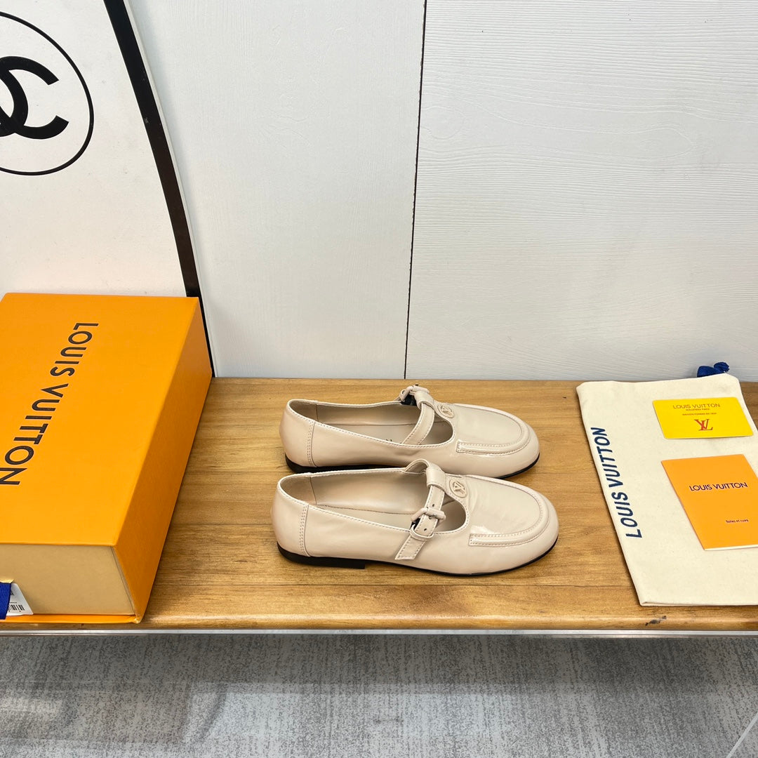 LV Soho Flat Mary Jane Beige Calfskin