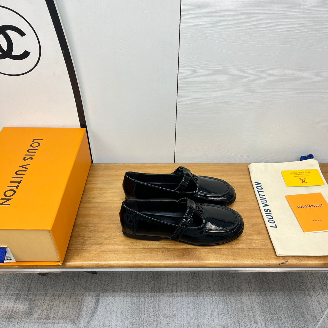 LV Soho Flat Mary Jane Black Calfskin