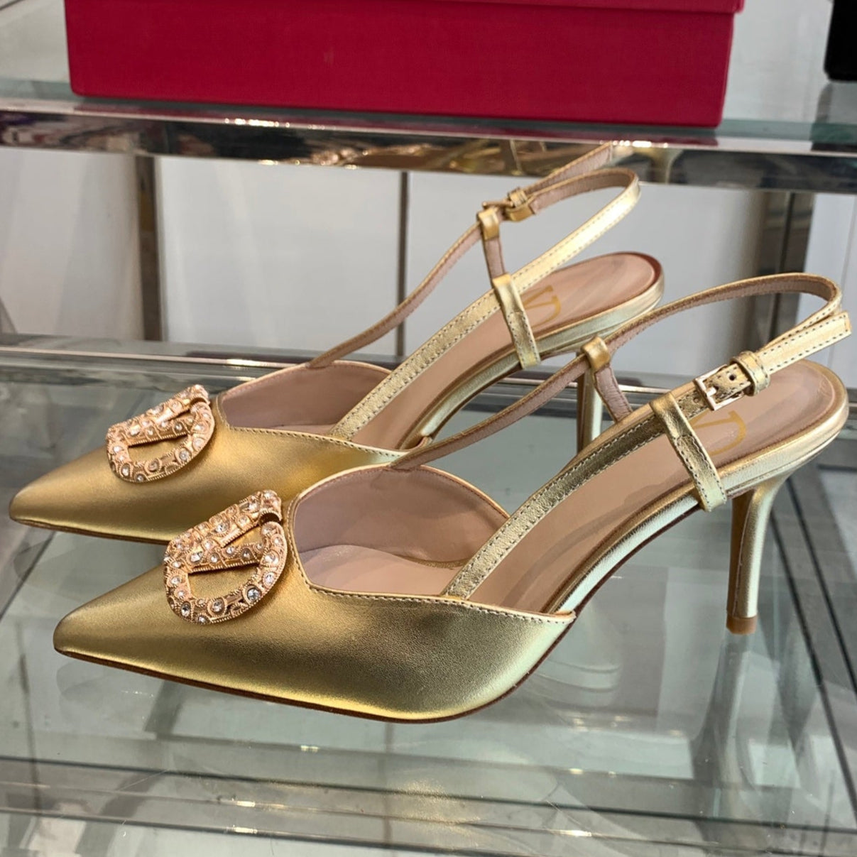 VT 25 High Heels Slingbacks Gold Cowhide 292345