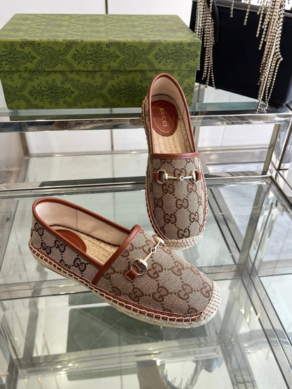 GC 2025 Espadrille With Horsebit Beige and Dark Brown Canvas 292317