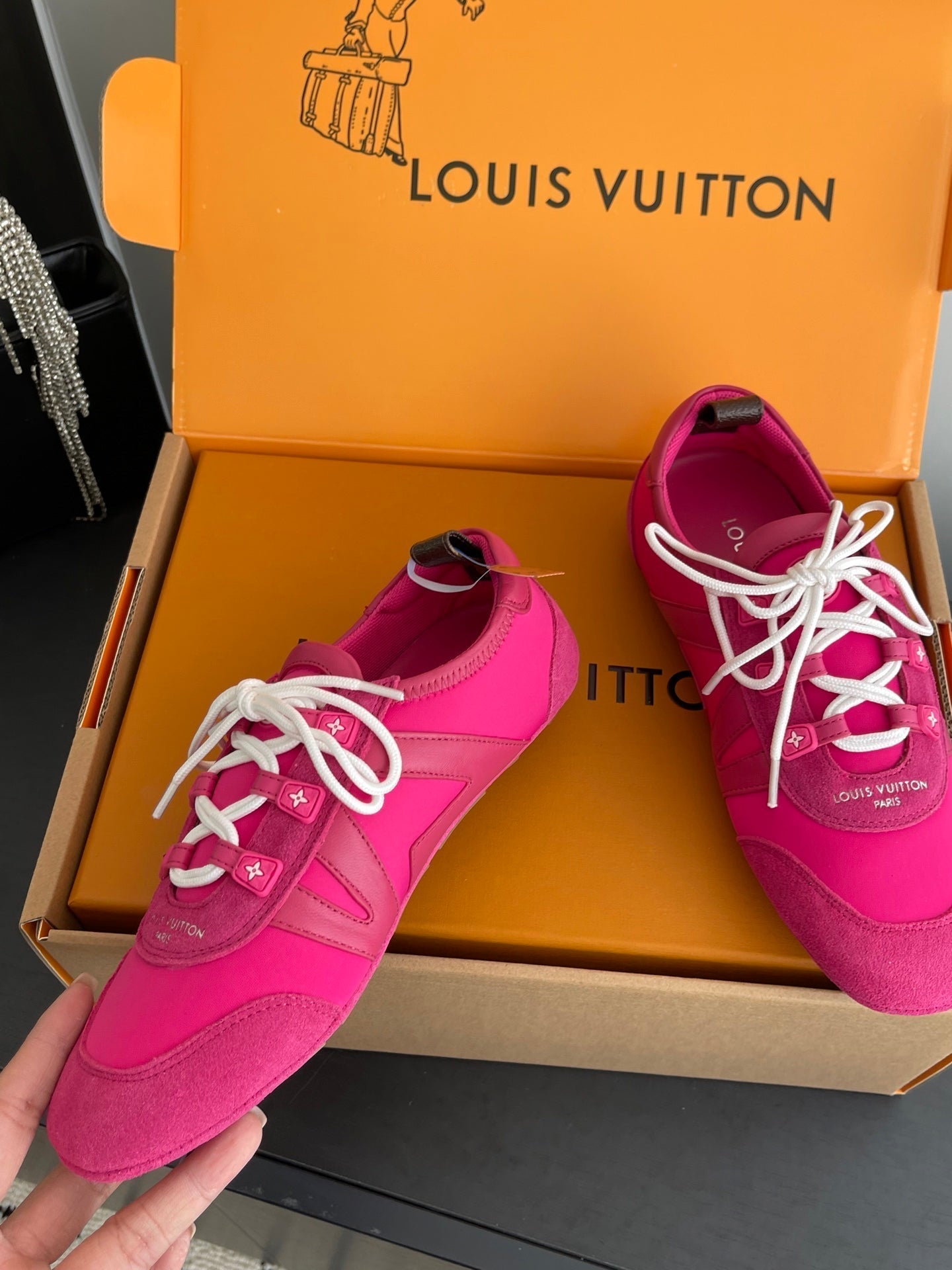 LV 26ss Ballet Sneakers Dark Pink Cowhide Suede 631482