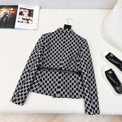 Gucci 25 Patterned Suit Black Jacquard Fabric