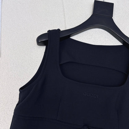 Gucci 25 Sleeveless Minimalist Dress Dark Blue Cotton Polyester
