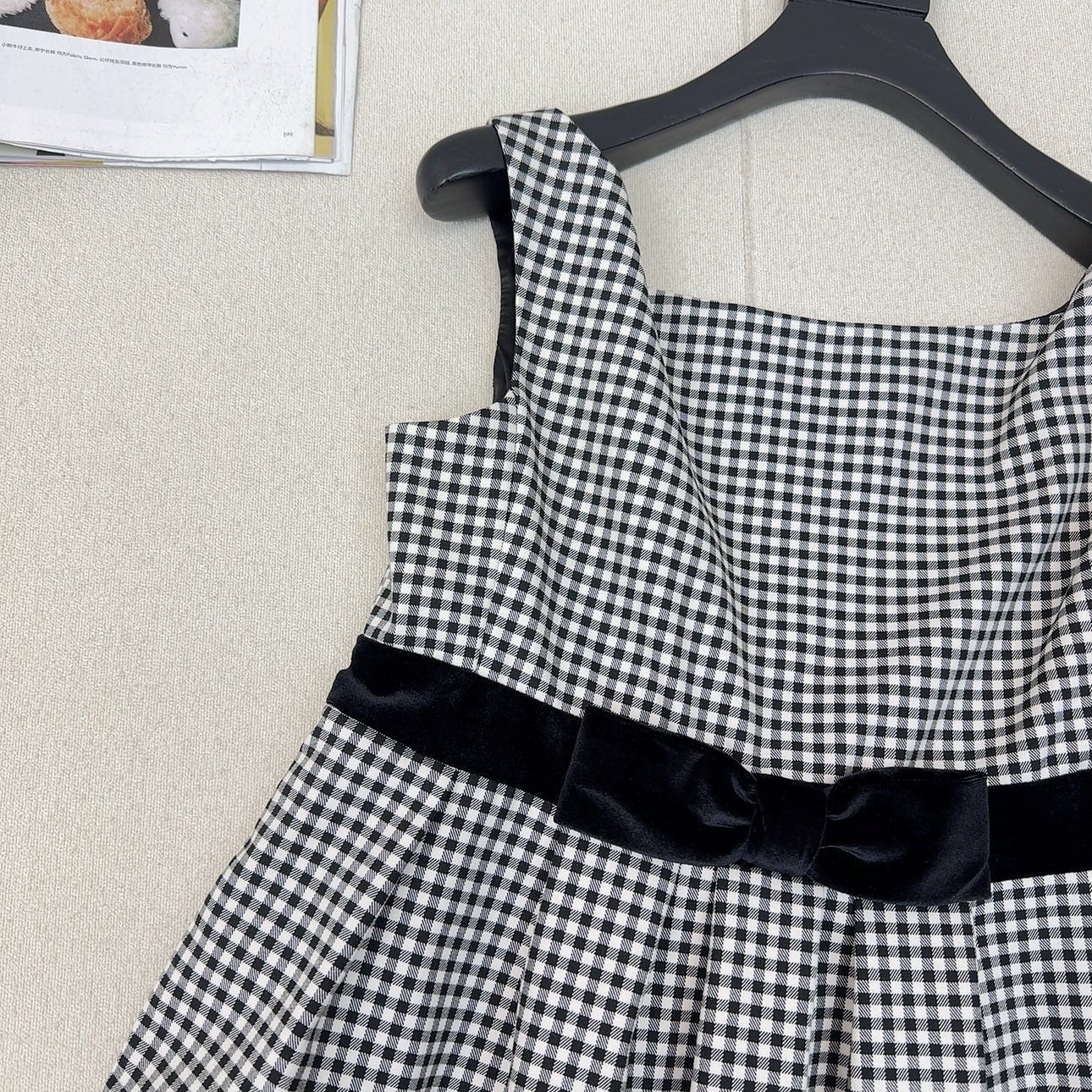 Celine 25 Bow Dress Black mix White Polyester Cotton 607798