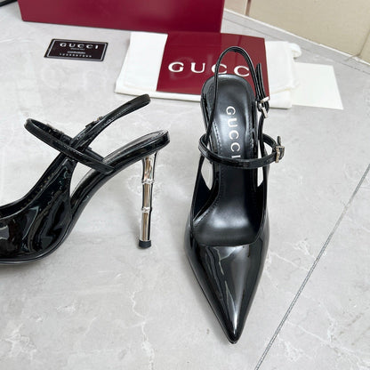 GC 25 Heeled 95mm Slingback Pump Black  Patent Leather 293865