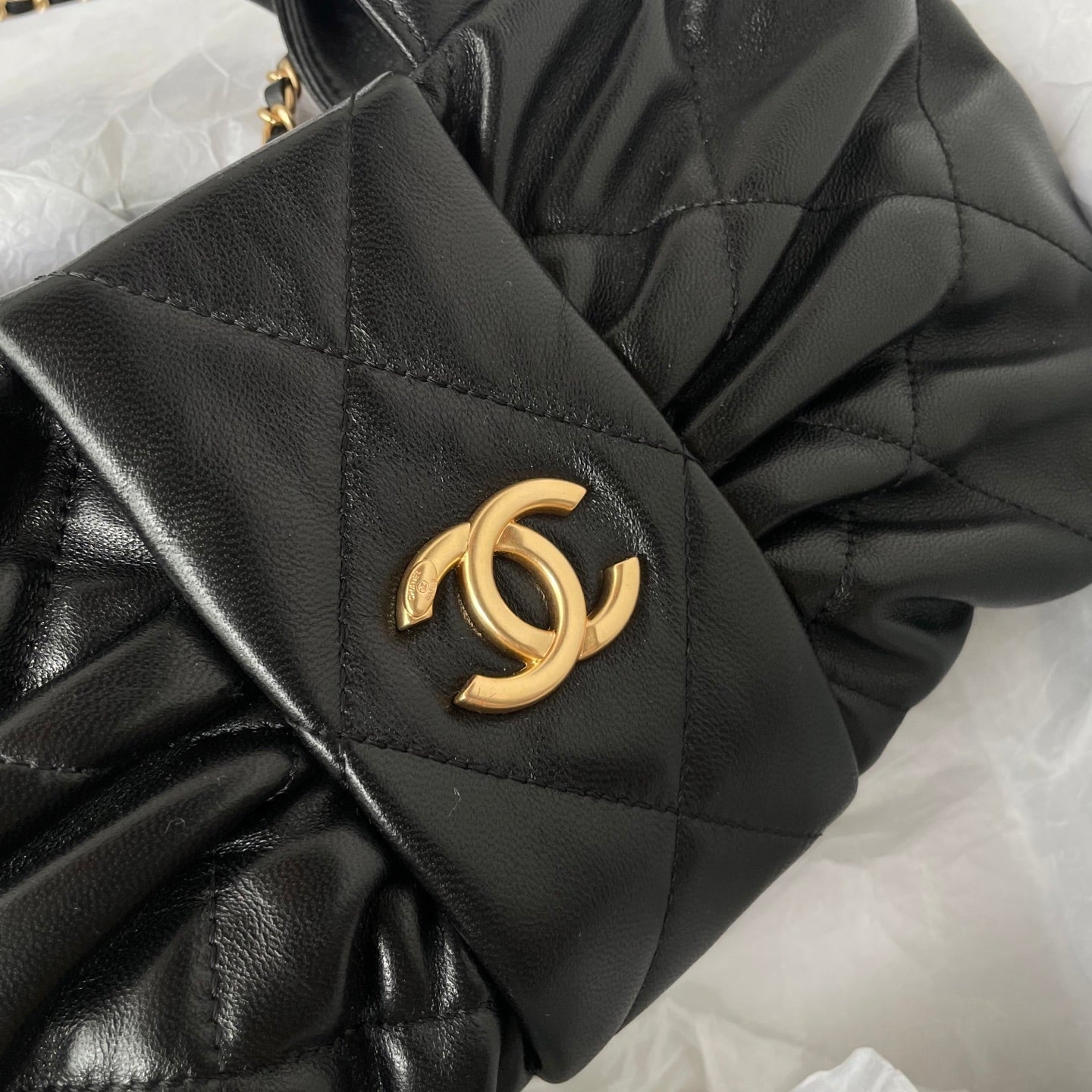 CC 25K Mini Bow Bag 26cm Black Calfskin