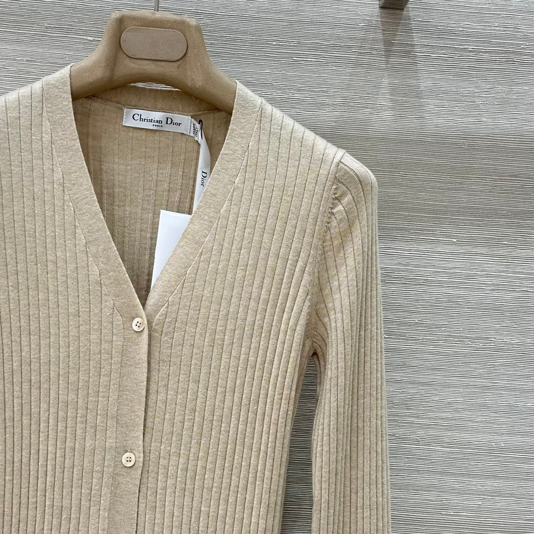 CD 25 V-neck Cardigan Beige Cashmere