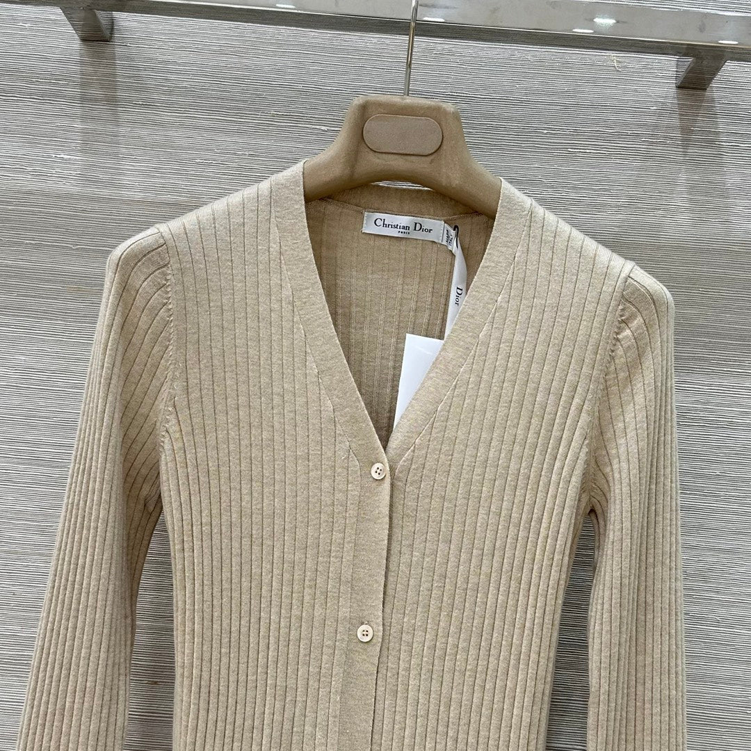 CD 25 V-neck Cardigan Beige Cashmere