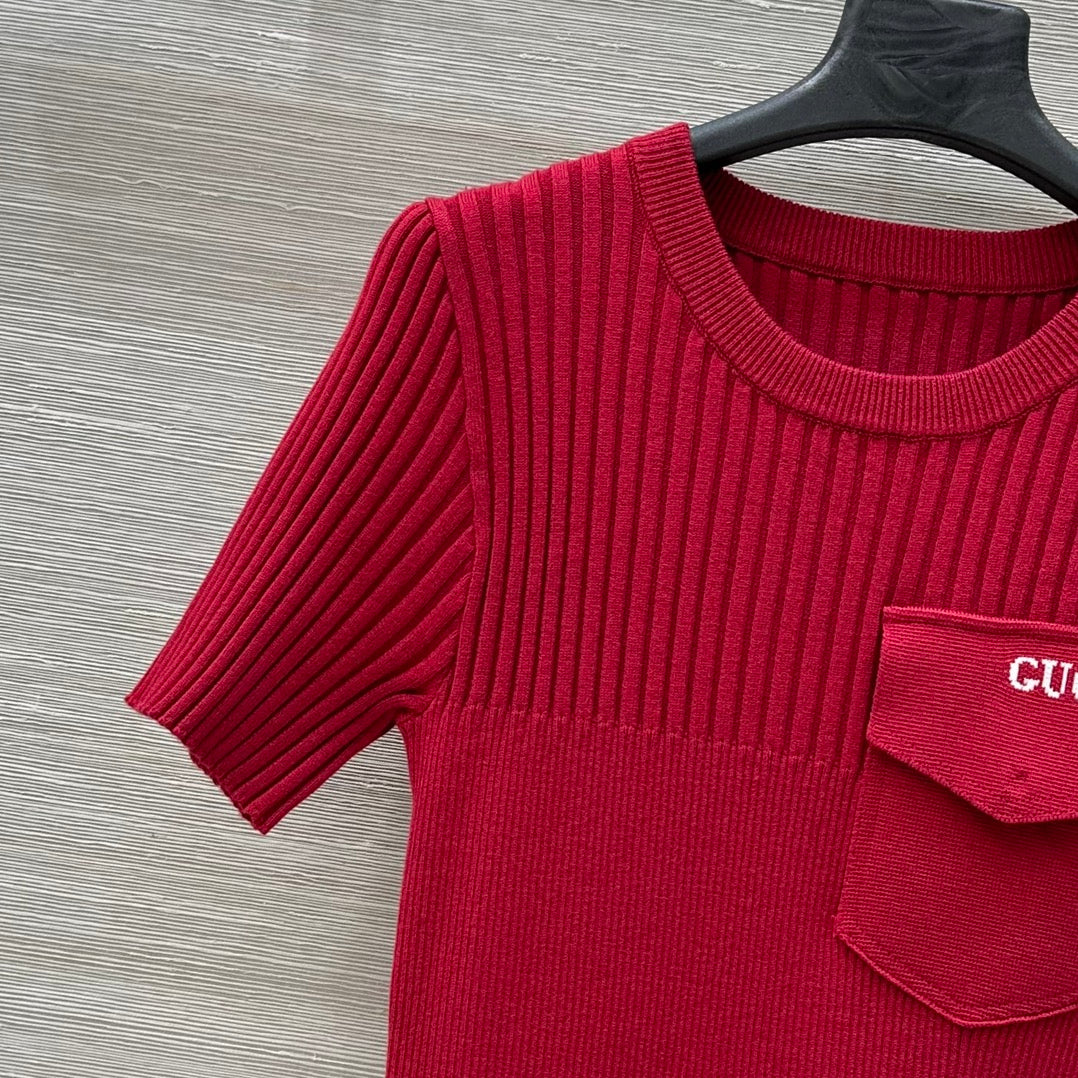 Gucci 25 Knitted Dress Red Viscose