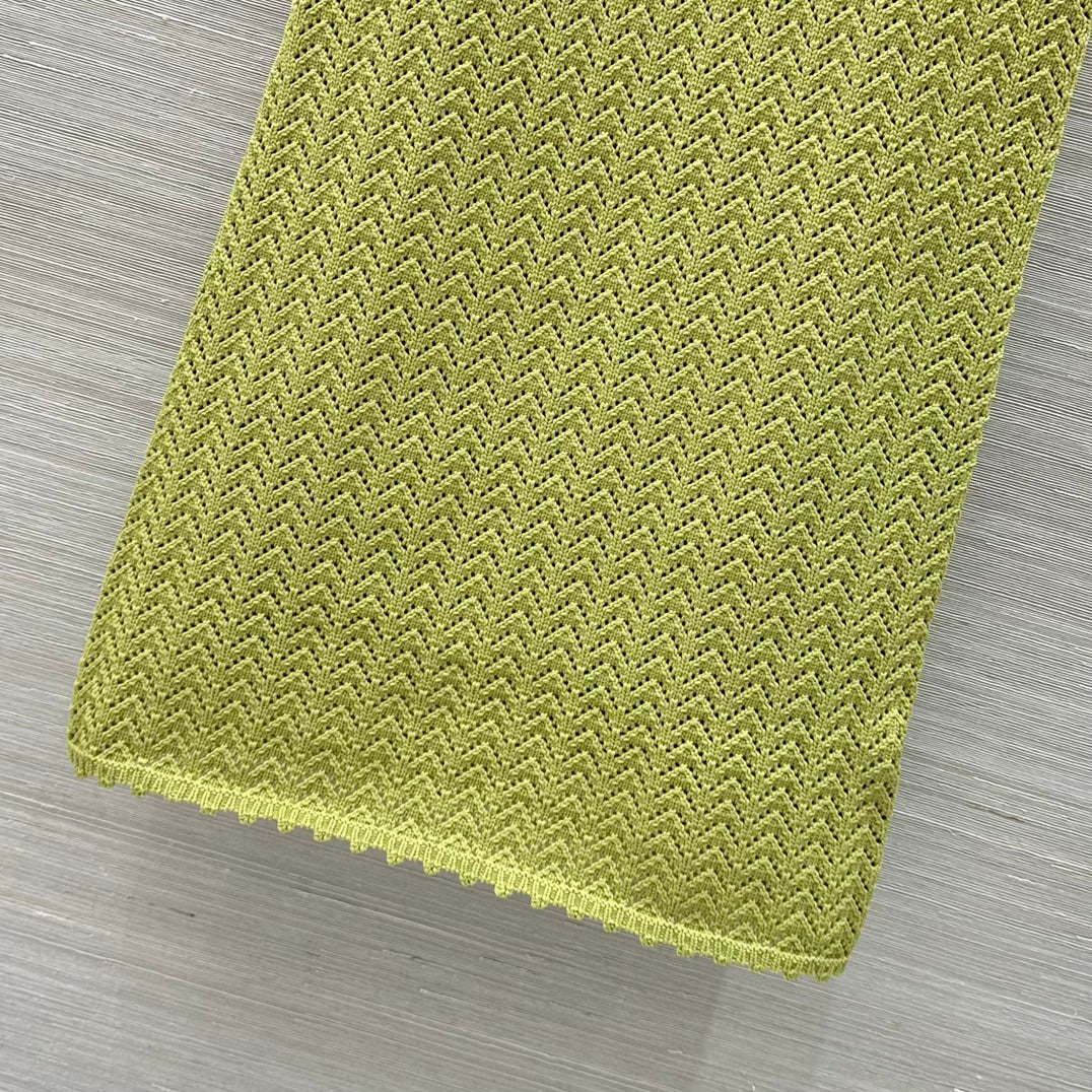 Gucci 25 Hollow Knitted Polo Vest Dress Avocado Green Polyester Fiber