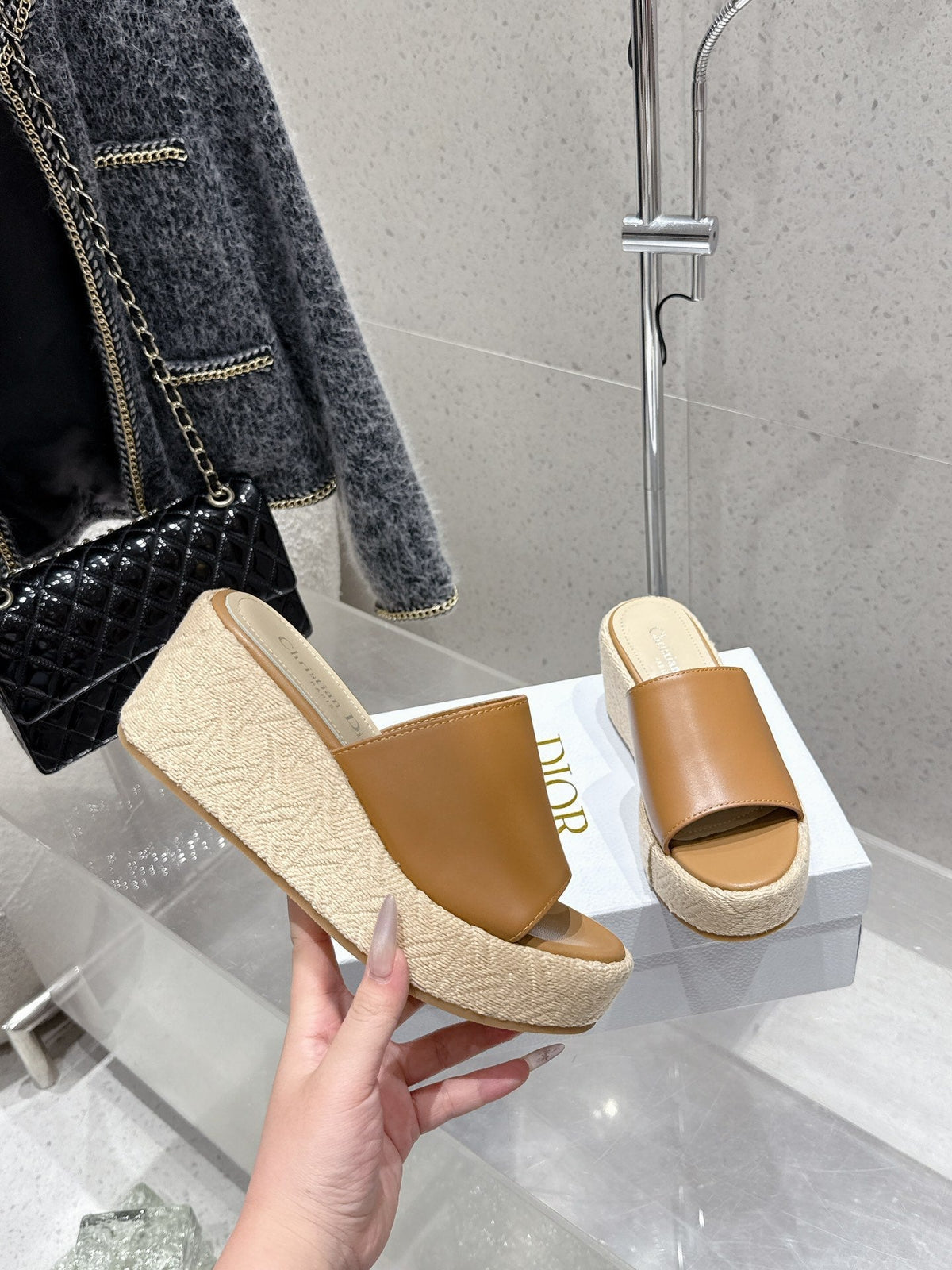 CD 26s Platform Sandal 65 Camel Brown Leather 636358