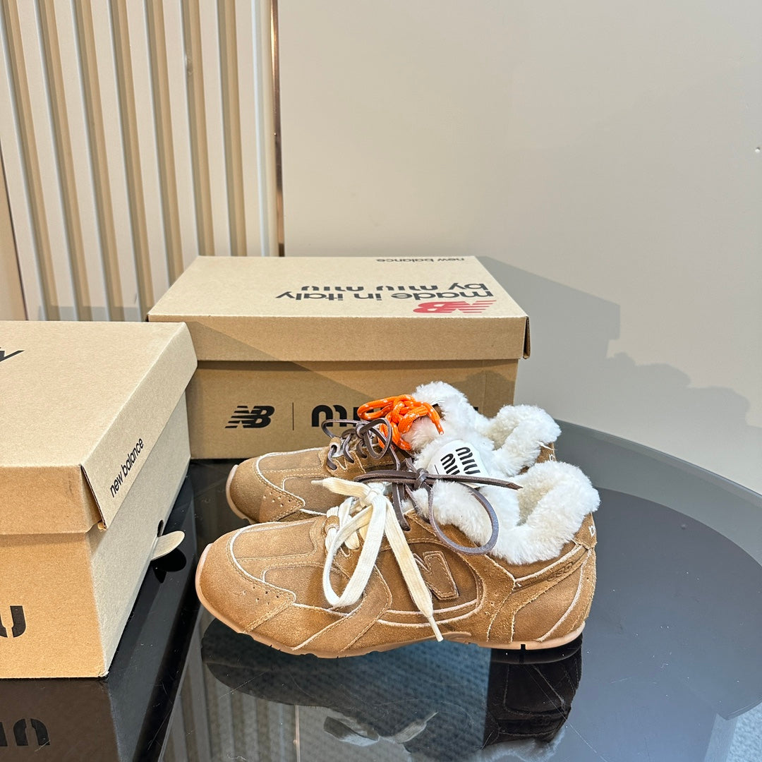 Miu x Balance 530 SL Sneakers Dark Brown Fleece Lining Suede