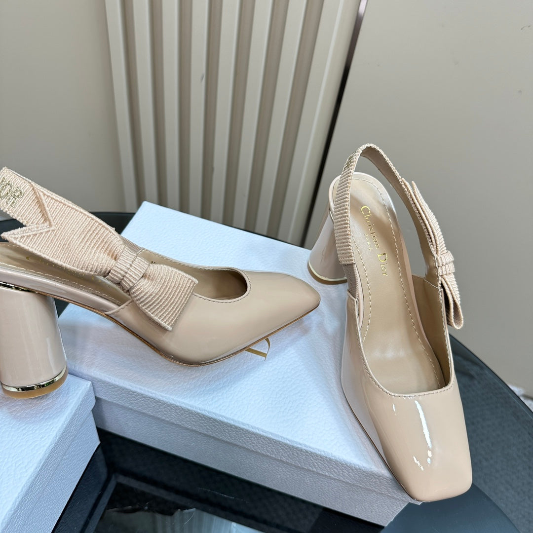 Miss Dior Paris Slingback Pump In Beige Glossy Cowhide  998863