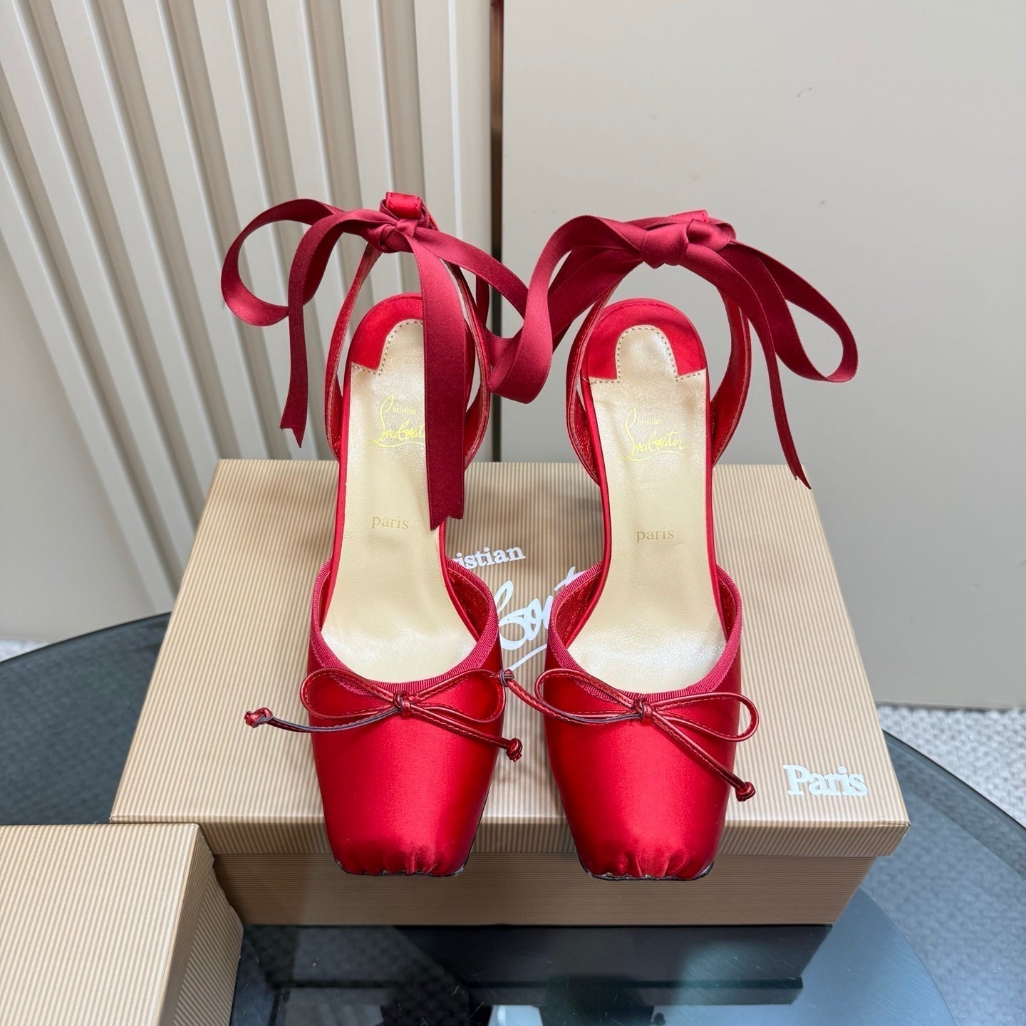 CL 25C Cassia Lace Up 100mm Red Silk 215858