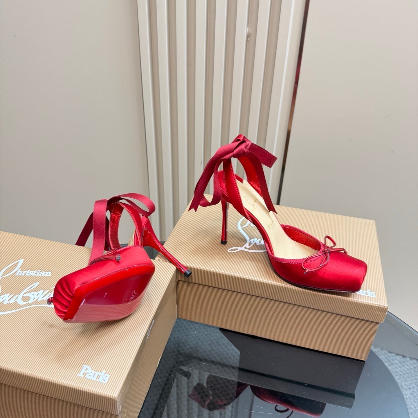 CL 25C Cassia Lace Up 100mm Red Silk 215858