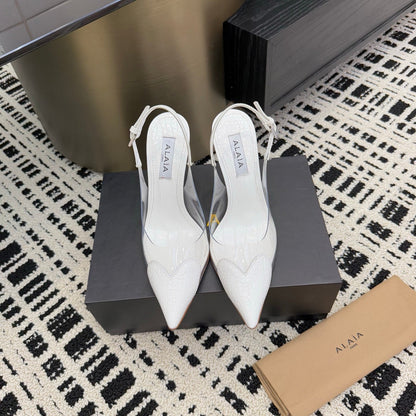 Alaia High Heels Slingbacks White Sheepskin 299841