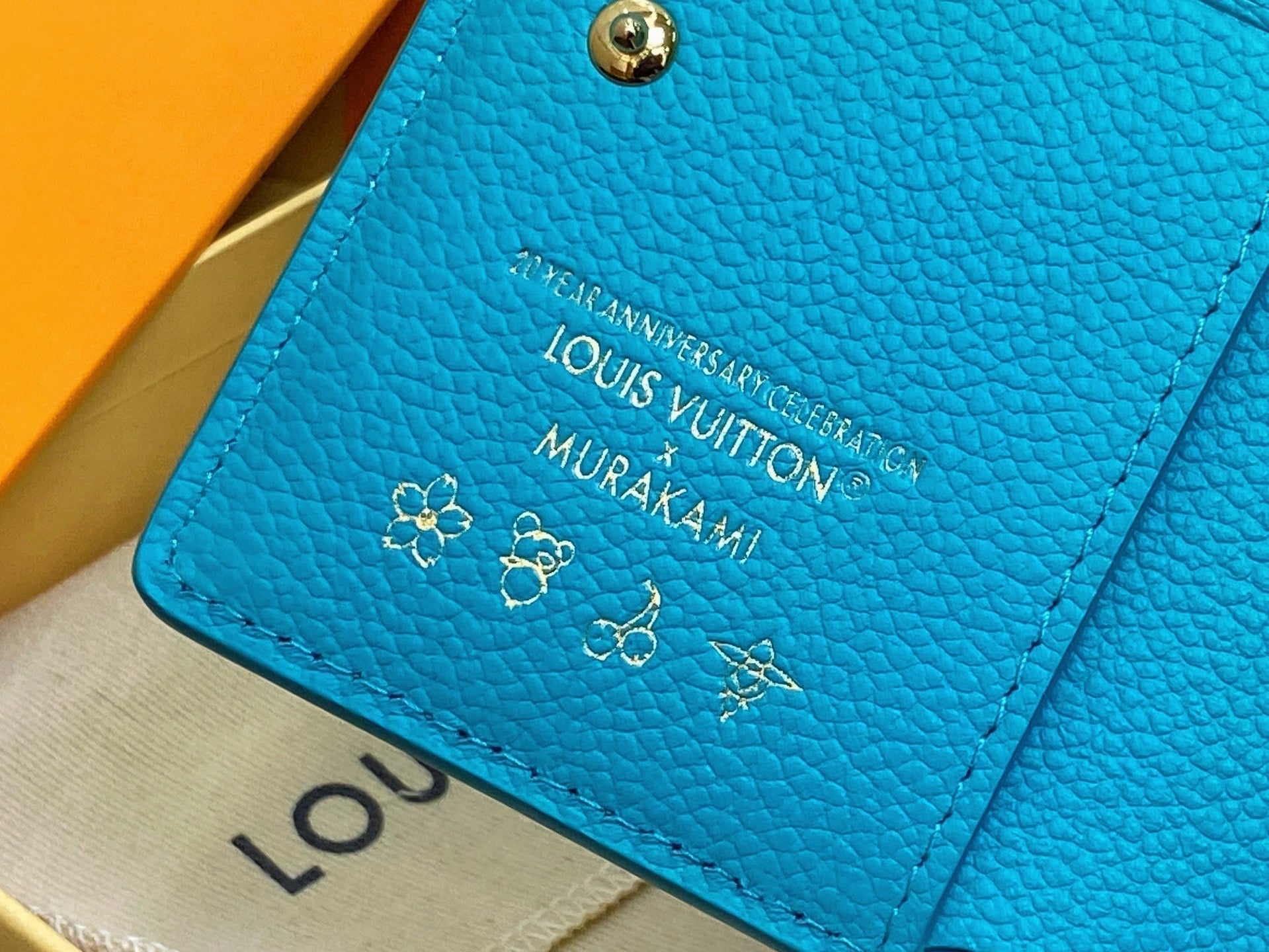 LV x TM Portfolio Claire Blue Gold Leather 329917