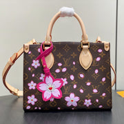 LV x TM OnTheGo PM 25cm Sakura Brown Cherry Blossom Monogram Canvas