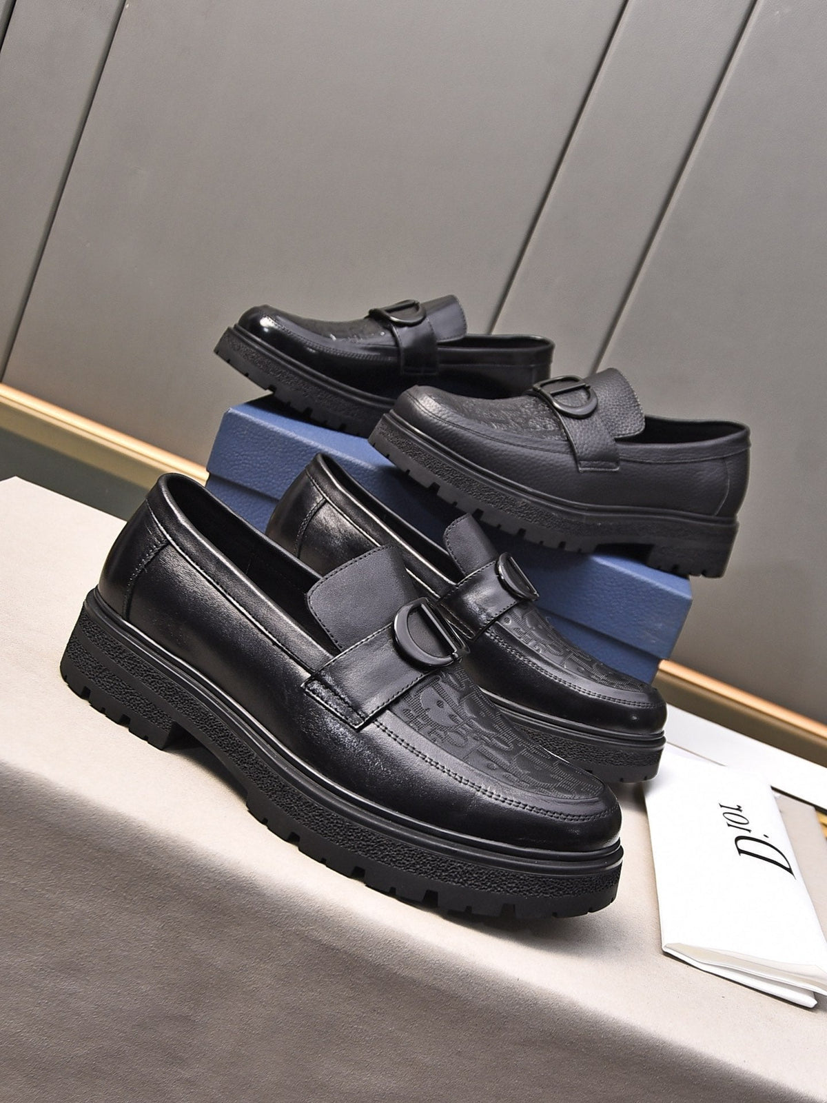 CD SYMBOL EXPLORER LOAFER BLACK MONOGRAM CALFSKIN