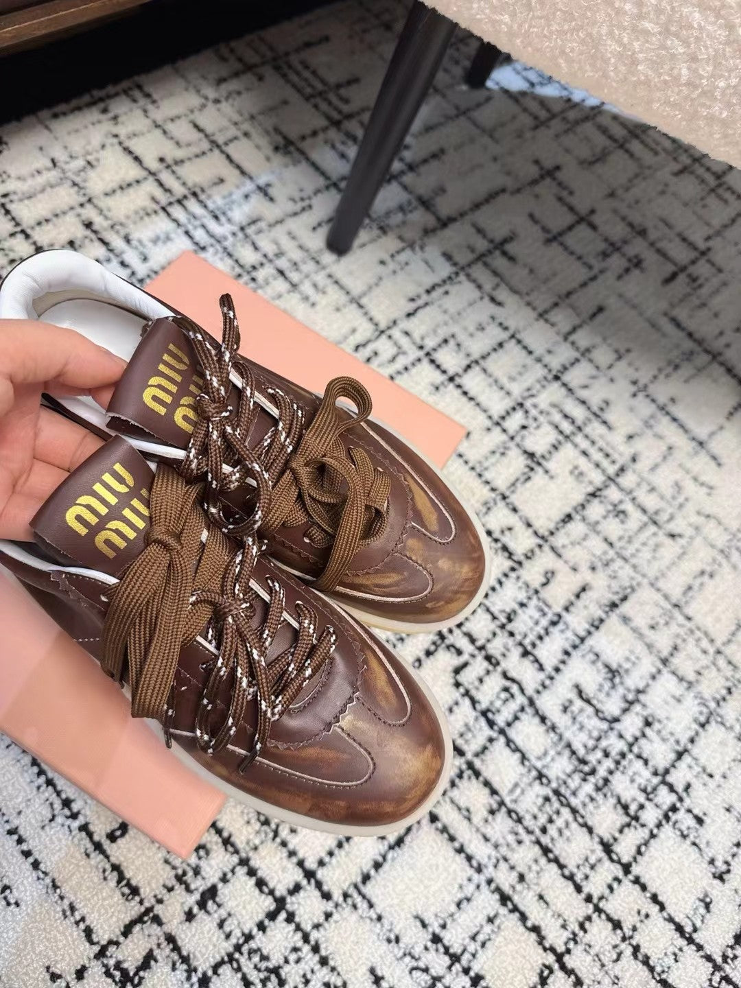 Miu Balance Sneakers Dark Brown Calfskin