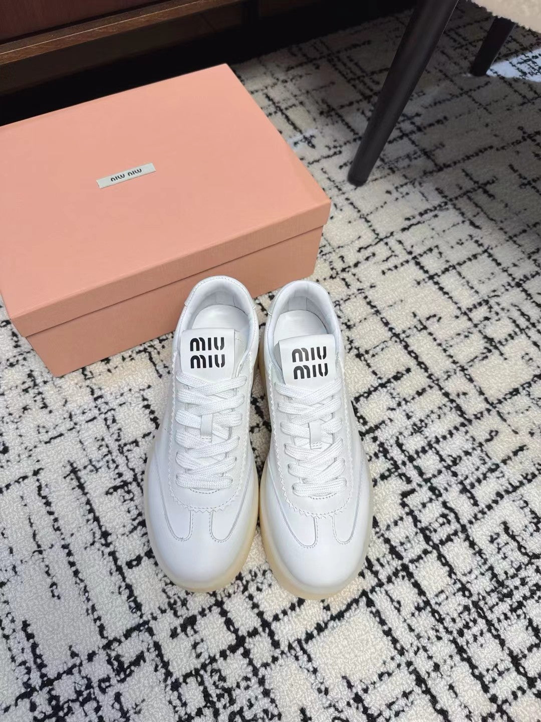 Miu Balance Sneakers  White Leather