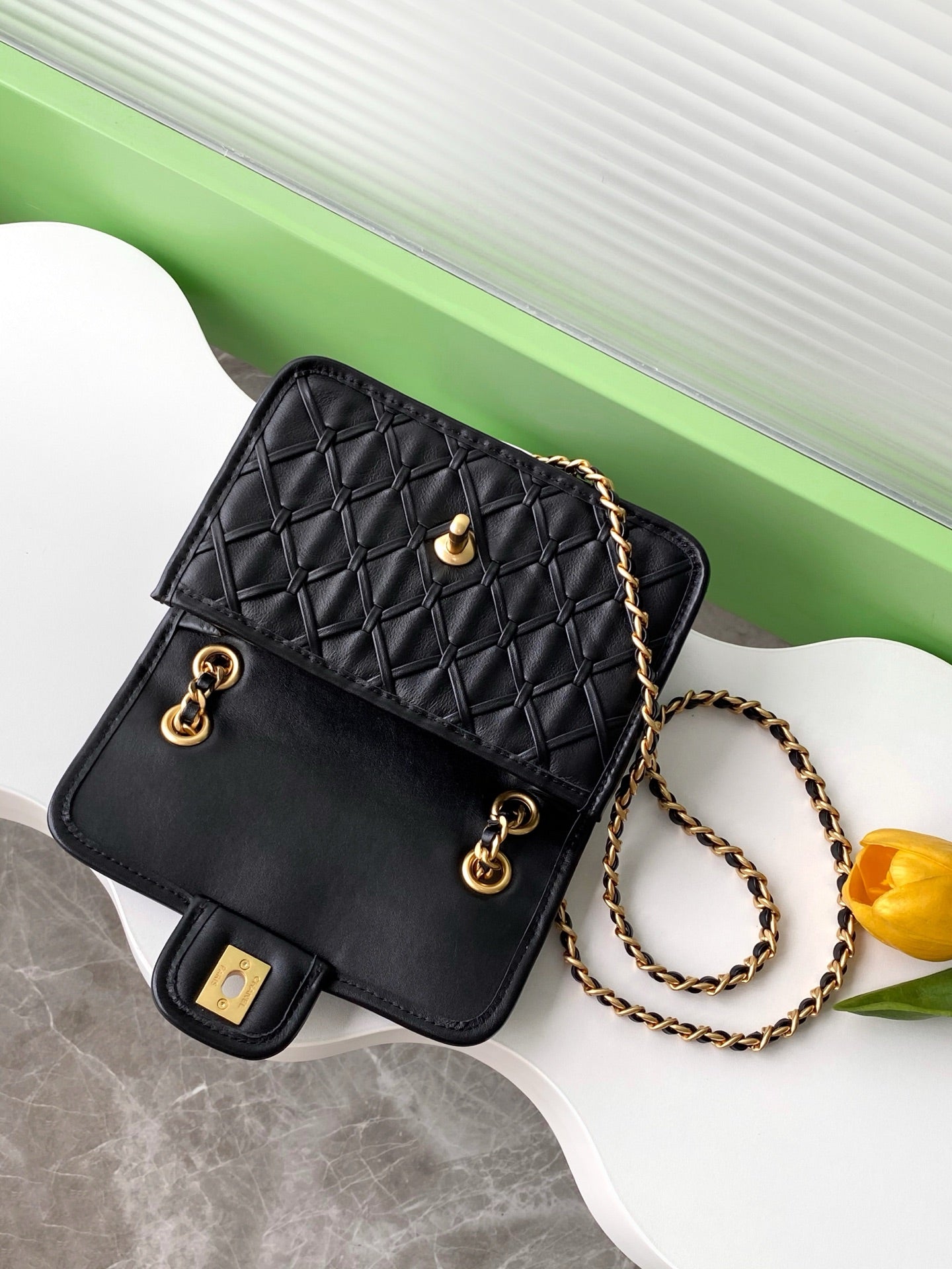 CC 25C Flap Bag 19cm Black Quilted Lambskin