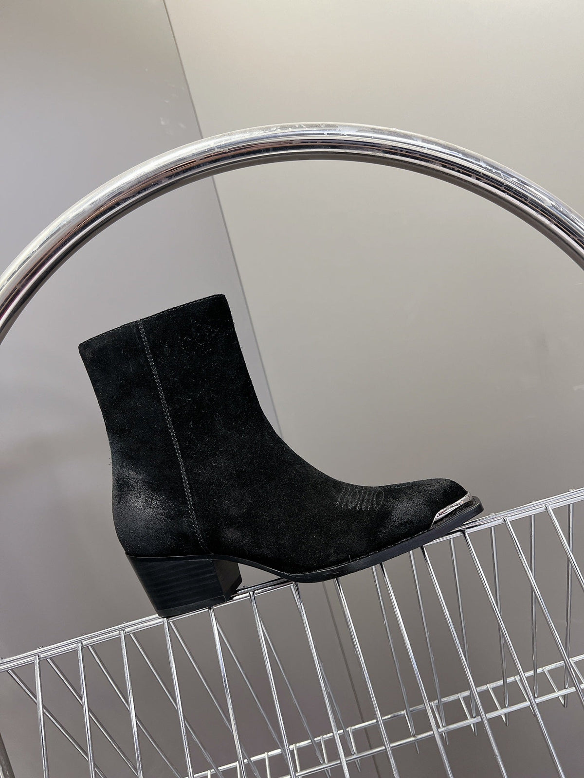 CELINE 25 Cowboy Boots Black Suede 434418