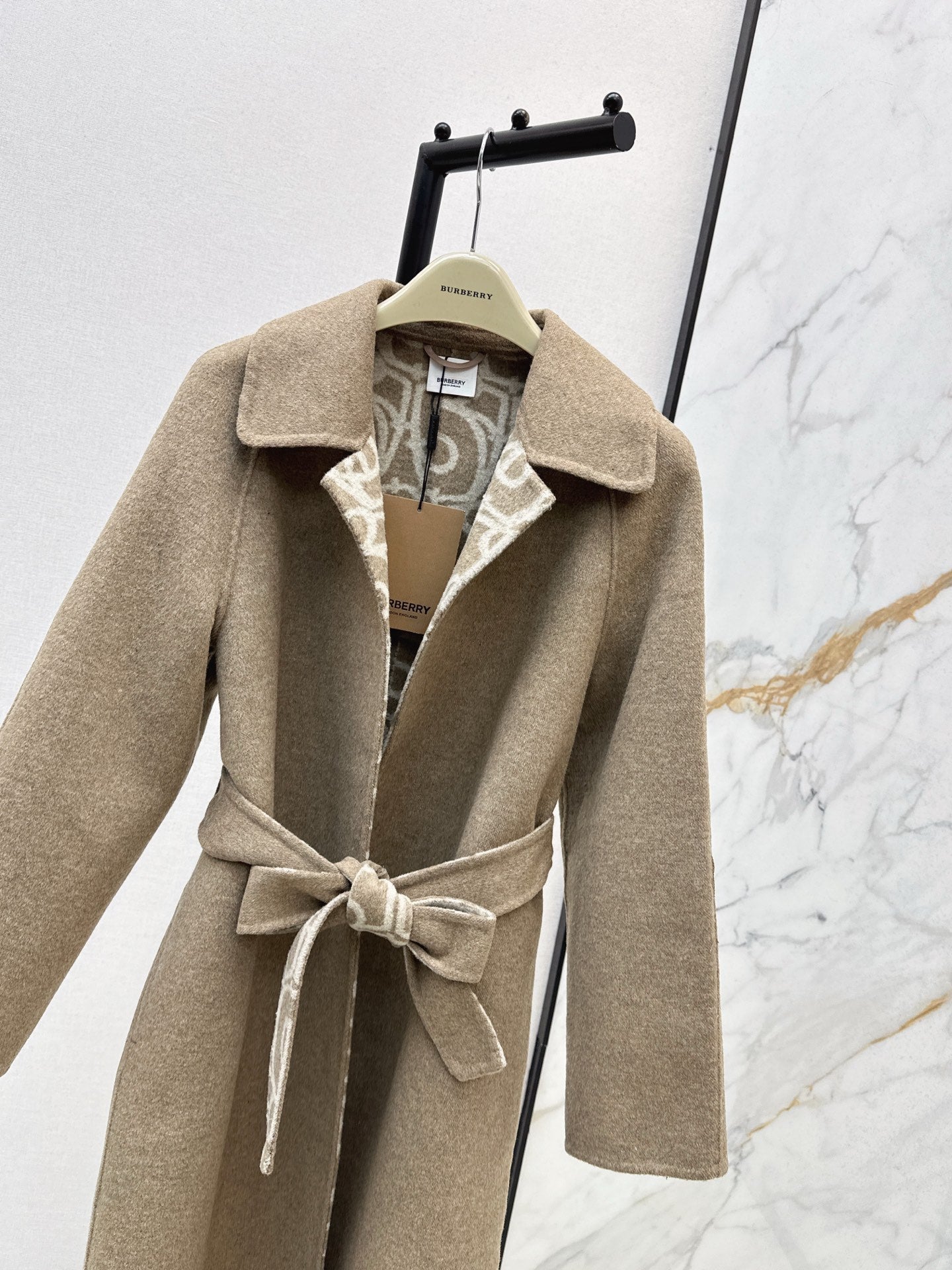 Burberry 25 Long Coat Beige Wool