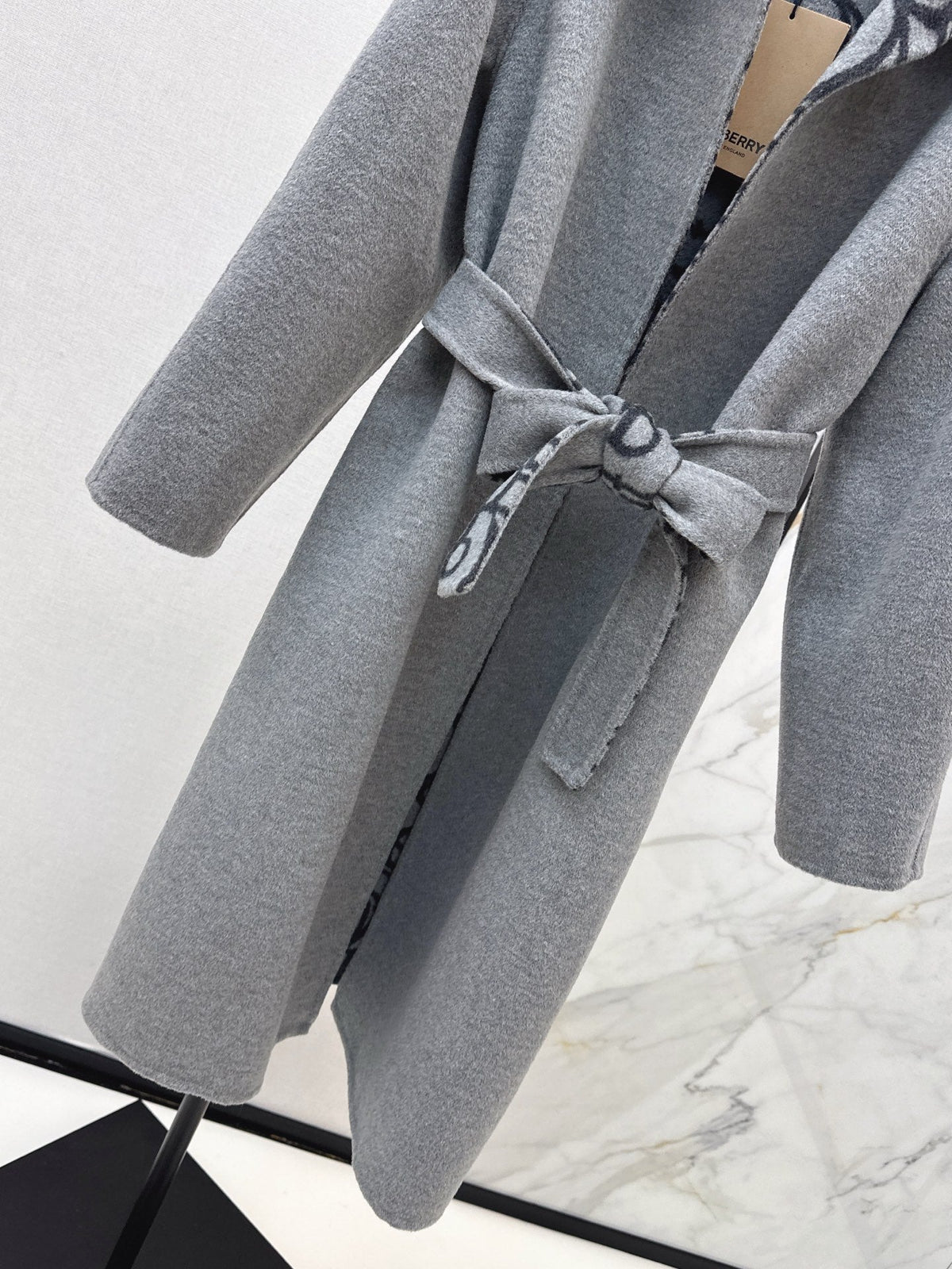 Burberry 25 Long Coat Gray Wool