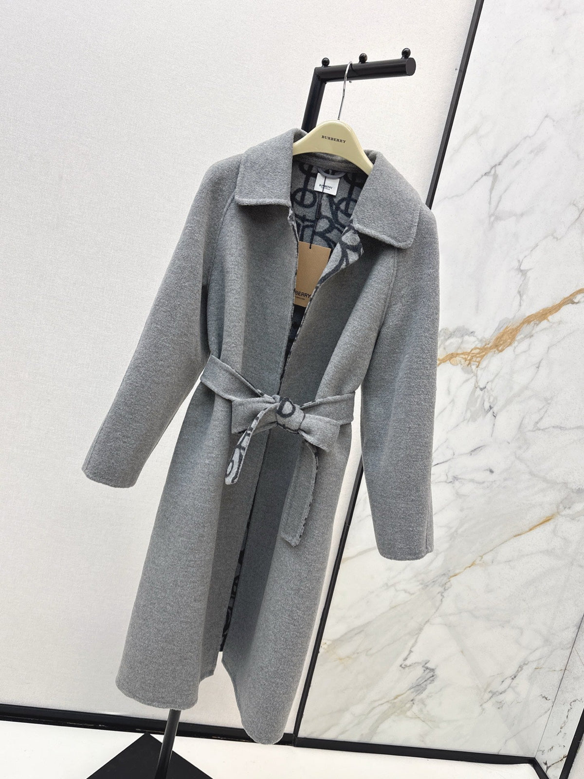 Burberry 25 Long Coat Gray Wool
