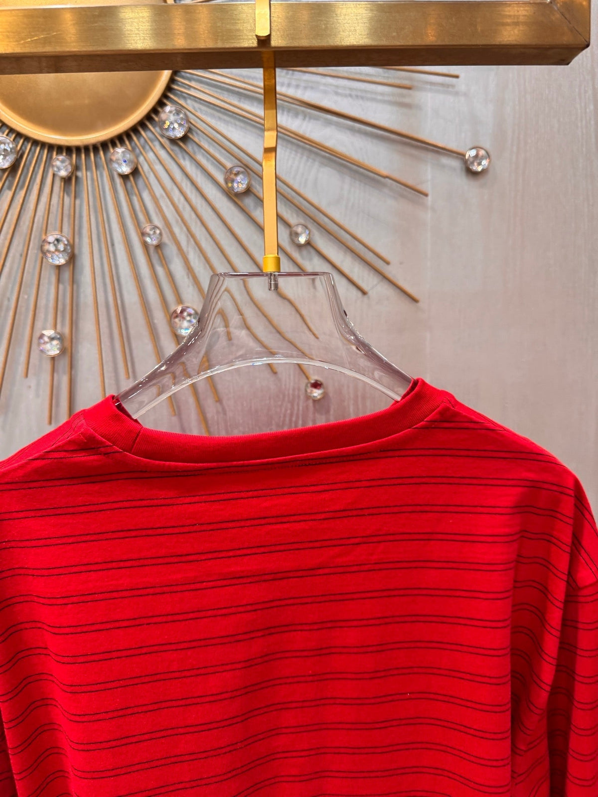 Miumiu 2026 Striped Long-Sleeve T-Shirt Red Cotton