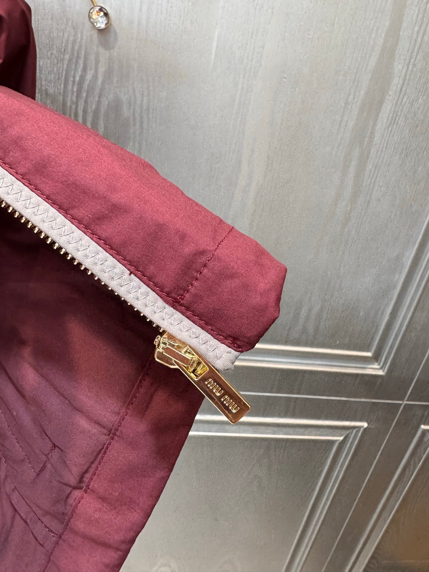 Miumiu 2026 Hooded Jacket Burgundy Polyester