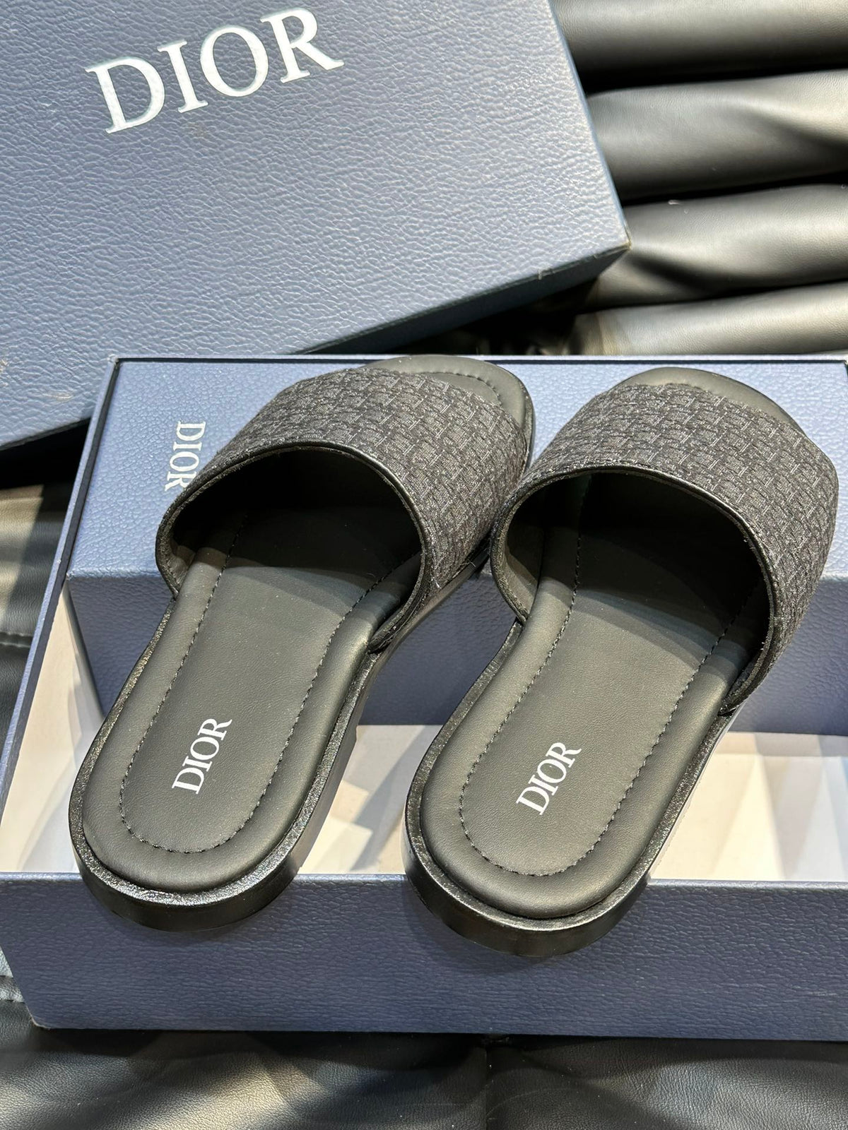 CD SLIDE ALIDAS SLIPPER BLACK JACQUARD AND SILK