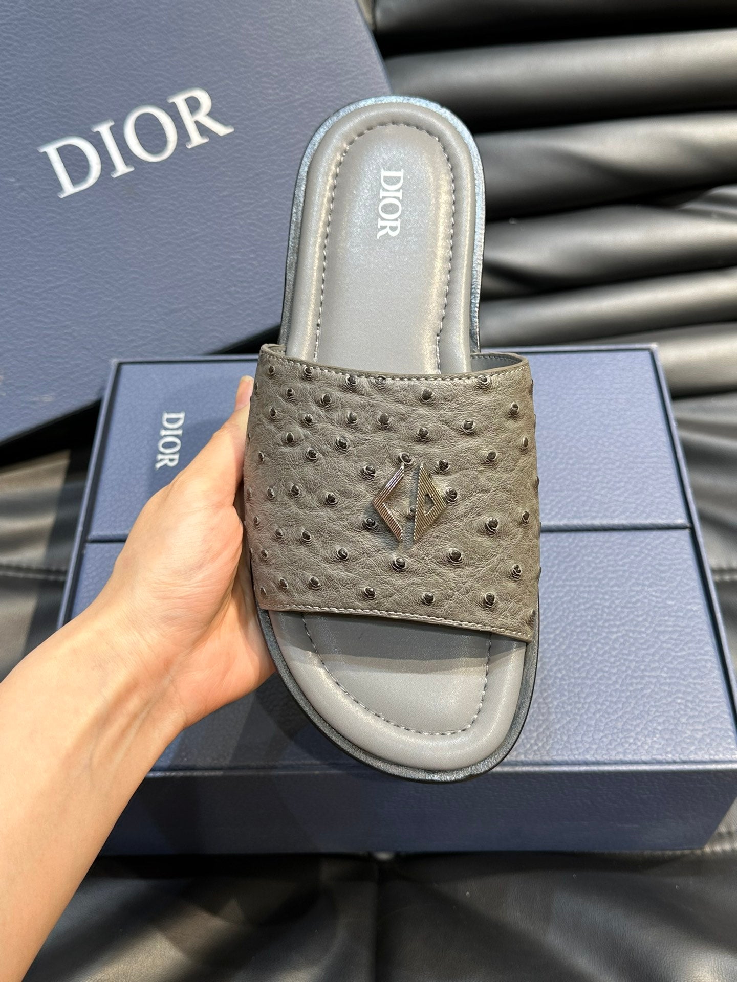 CD ALIAS SUMMER SLIPPER SAGE COLOR CALFSKIN