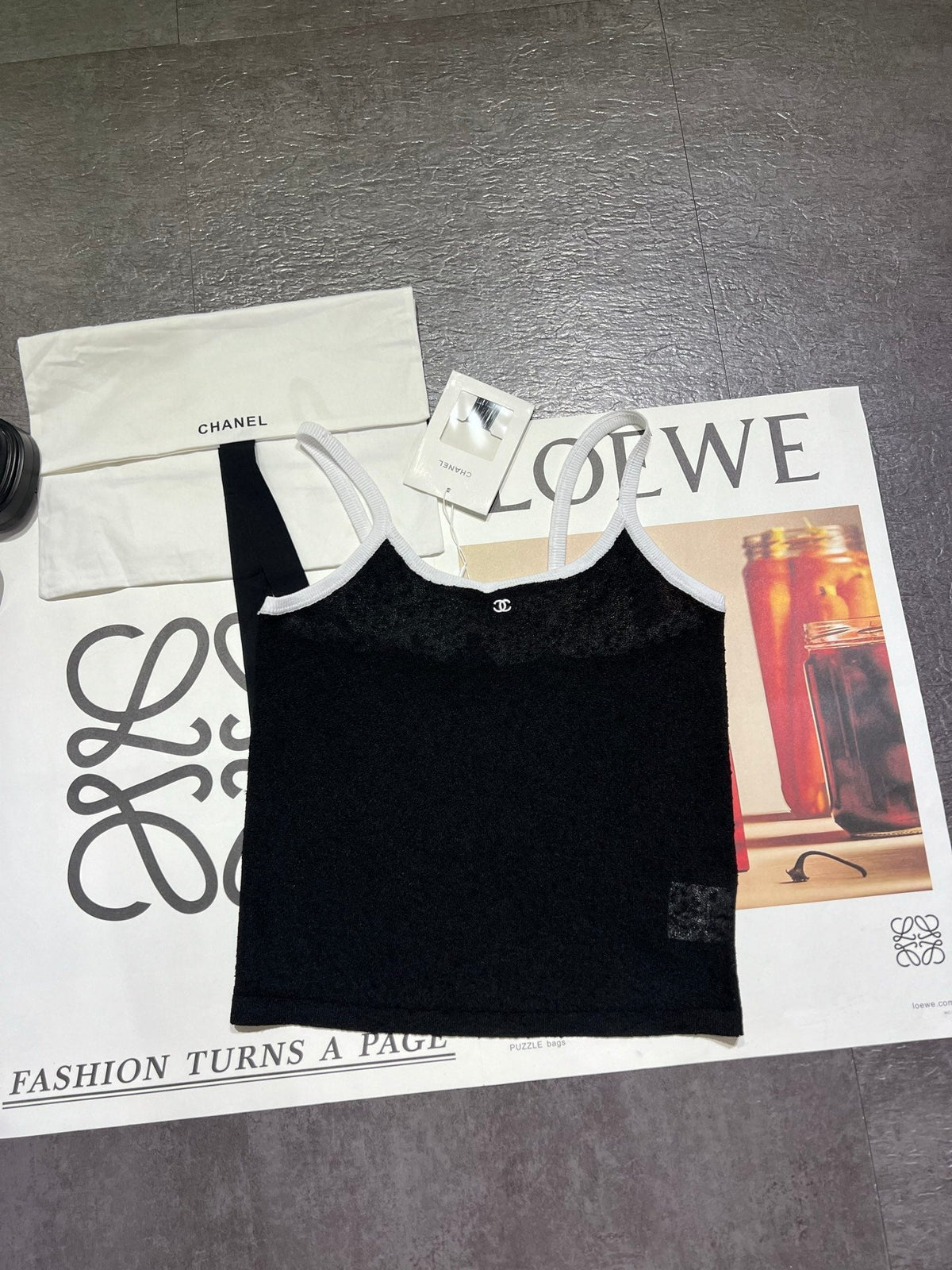 Chanel 2026 Camisole Black and White Cotton Linen