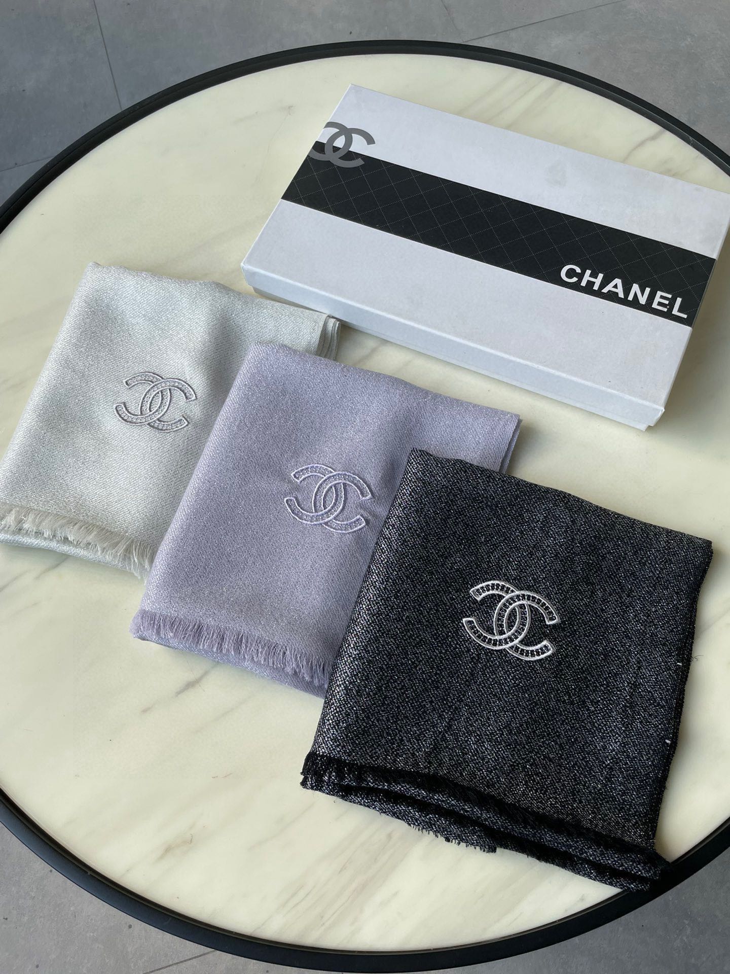 CC Scarf 210 CM In Light Grey Purple Cashmere 418352