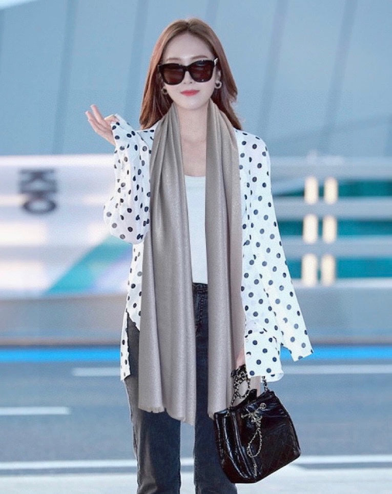 CC Scarf 210 CM In Light Grey Purple Cashmere 418352