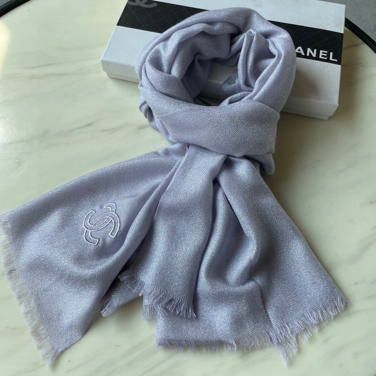 CC Scarf 210 CM In Light Grey Purple Cashmere 418352